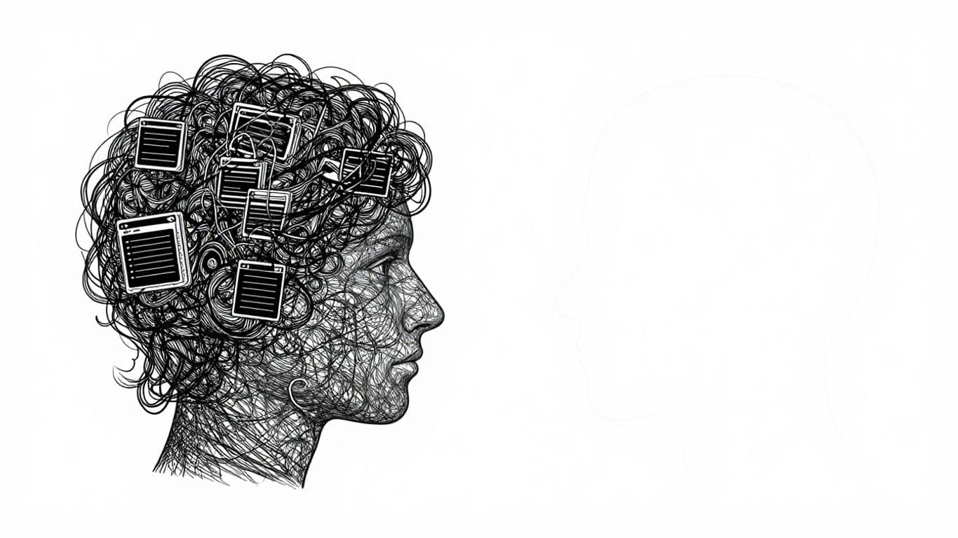 Brain with multiple tasks versus a single focused task.