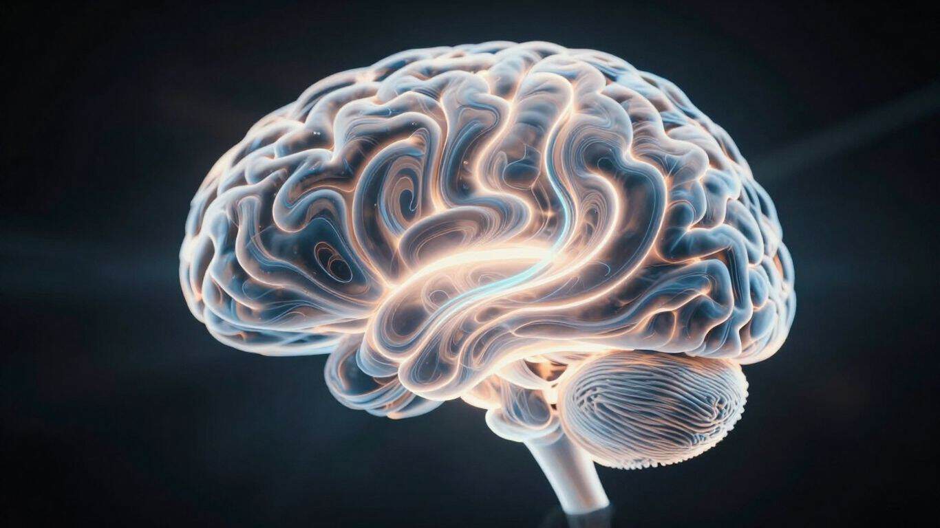 Brain with swirling lights, illustrating distraction.